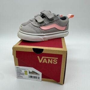 Vans Gray and Pink Kids Velcro Shoes Toddler 6